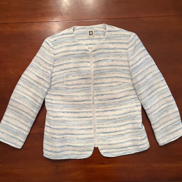 Anne Klein Women's Collarless Open Front Cardigan Jacket - Picture 4 of 8